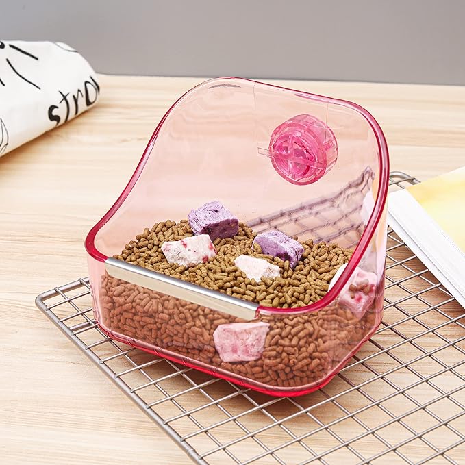 (2 Pack) 5" x 3 3/4" x 4" CalPalmy Pink Food and Water Bowl for Rabbit, Chinchilla, Guinea Pig - The Best Tip-Proof, Clip-On Food Dishes for Rabbits and Small Pets