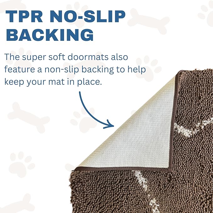 Soggy Doggy Doormat Plain Solid Color Design - Ultra Absorbent Microfiber Chenille Wet Dog Mat for Muddy Paws - Non-Slip and Machine Washable (Dark Chocolate, Extra-Large 36” x 60”)