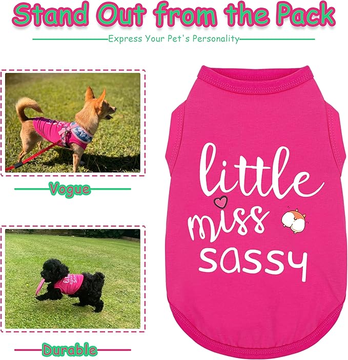 Paiaite Dog Clothes Fashionable Sleeveless Pet Vest: 'Little Miss Sassy' Printed Cotton Dog Shirt, Ideal for Small, Medium, and Large Breeds, Ensuring Comfort and Breathability Blue XXL