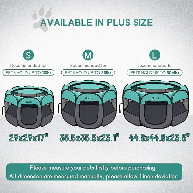 Pet Cat Playpen for Indoor Cats Enclosed, Puppy Dog Play Pen for Outdoor Travel Camping (Small Size, Green & Dark Grey)