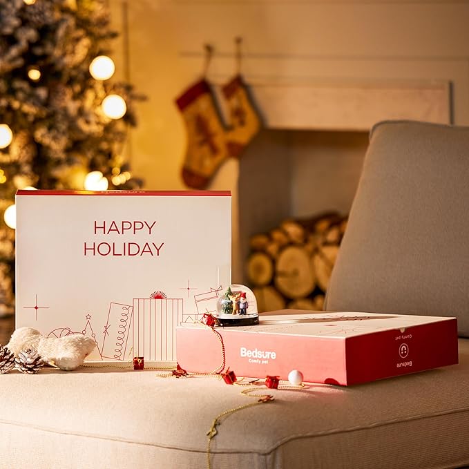 Bedsure Orthopedic Dog Bed Medium Size Dogs - Washable Medium Dog Cat Bed Waterproof, Comfort Pet Couch Sofa with Washable Removable Cover, Pets Bed with Nonskid Bottom, Red, 28"