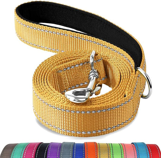 Joytale Double-Sided Reflective Dog Leash, 6 FT/5 FT/4 FT, Padded Handle Nylon Heavy Duty Leashes for Small & Medium Dogs Walking, Khaki, 6FT