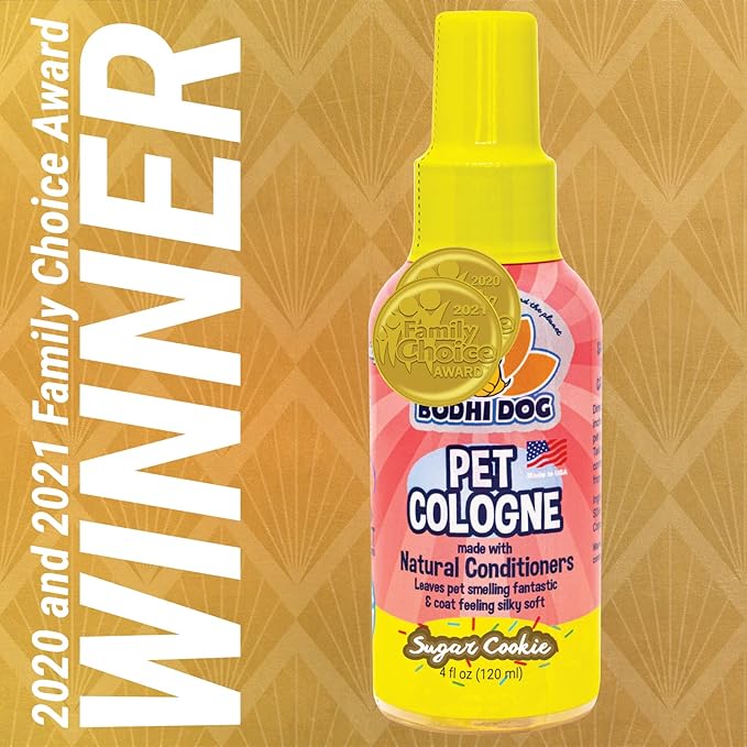 Bodhi Dog Premium Dog Cologne - Deodorizing Dog Perfume & Conditioner for Dogs & Cats - Natural Long Lasting Spray - Keeps Pets Fresh All Day - Gentle, Safe Formula, Made in USA (Sugar Cookie 4 Fl Oz)