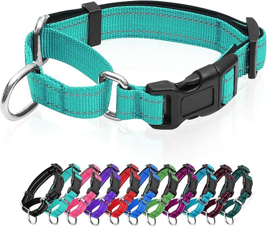 Reflective Martingale Dog Collars. Dog Collar with Quick Release Buckle. Adjustable Soft Padded Breathable Nylon Pet Collar Suitable for Puppies for Small Medium Large Dogs.