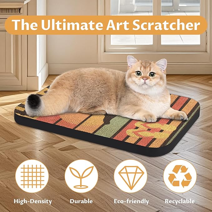 Art Cat Scratcher, Wall-Mountable Cat Scratching Board, Cat Wall Scratcher 16.7x11x1 Inch Cat Scratch Pad and Cat Scratchers for Indoor Cats Toy Furniture Protector（Beach）