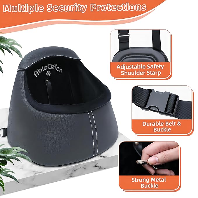 Dog Car Seat for Small Dogs Under 13 lbs (6kg), Deluxe Dog Booster Car Seat with Durable Belt and Buckles, Portable and Soft Pet Booster Seat, Black