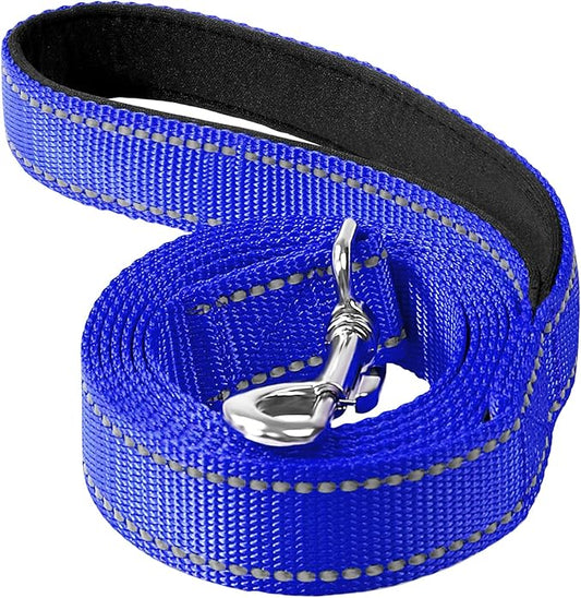6FT Reflective Nylon Dog Leash with Soft Padded Handle for Walking, Running and Training, Supports Small Medium and Large Dogs (Royal Blue, 3/4Inch Wide)