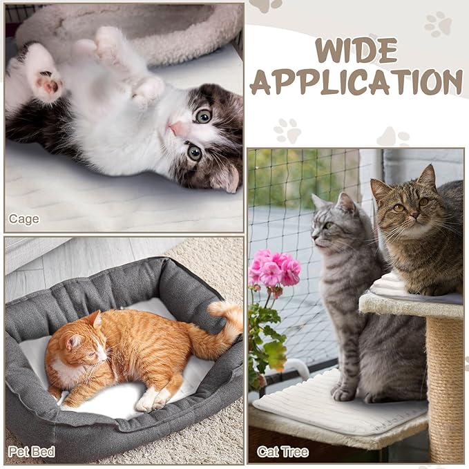 Nuanchu 4 Pack Self Warming Cat Bed Self Heating Dog Cat Pad 24"x18" Dog Crate Mat Extra Warm Thermal Pet Pad for Indoor Outdoor Pets Houses with Removable Washable Cover Non Slip(White)