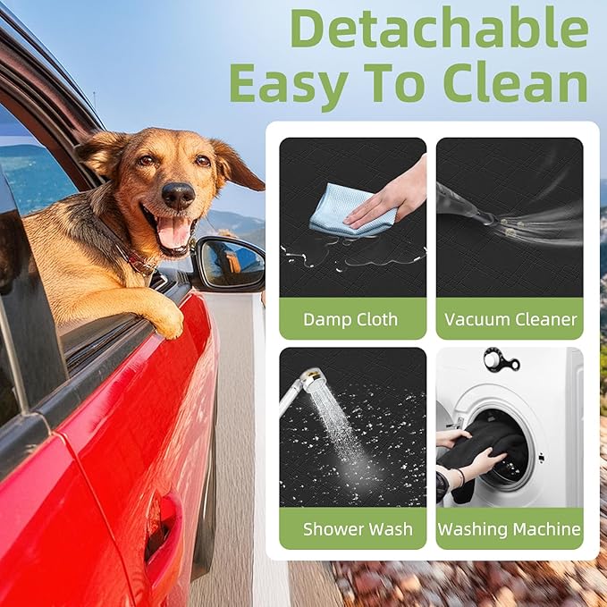 Back Seat Extender for Dogs - Extra 40% Space, Dog Car Seat Cover Hard Bottom Holds 400lbs, Waterproof Dog Hammock & Car Seat Cover with Mesh Window, Perfect Travel Bed for Cars, SUVs