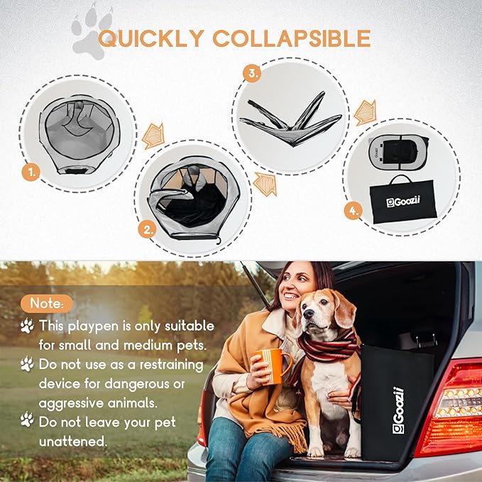 Pet Cat Playpen for Indoor Cats Enclosed, Puppy Dog Play Pen for Outdoor Travel Camping (Large Size, Light Grey)