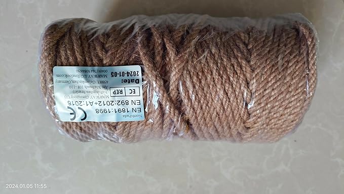 1/5 inch (5mm) x 328 ft (100Meter) Natural Sisal Hemp Rope Heavy Duty Thick Twine for Cat Scratcher Post Tree, Garden, Binding, Crafts Packing Material