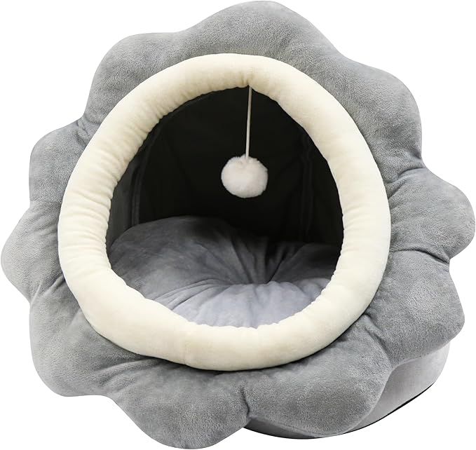 Lcybem Cat Beds for Indoor Cats - Rabbit-Shaped Cat Cave Bed with Hanging Toy,Super Soft Calming Pet Bed for Kitten,Small Dog,Warm Plush&Machine Washable&Removable Cotton Pad,cat Hideaway
