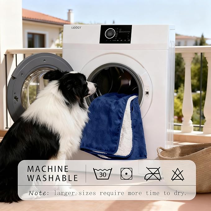 Smiry Waterproof Dog Bed Blanket, Leakproof Pet Throw Blanket for Bed Couch Sofa, Reversible Sherpa Fleece Furniture Protector Cover for Small Medium Large Dogs Cats (Navy Blue, 60x80 inches)