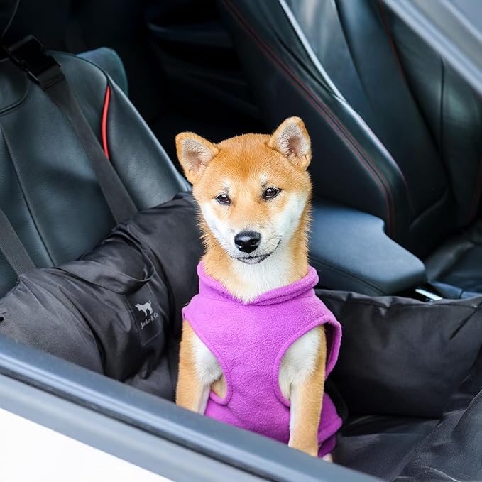 JACKO & CO - Fleece Vest Dog Sweater with Leash Ring - Soft, Warm & Lightweight Pullover Coat for Small & Medium Dogs, Puppies & Cats - Cozy Fall/Winter/Spring Pet Jacket (Purple, Large 10-16lbs)