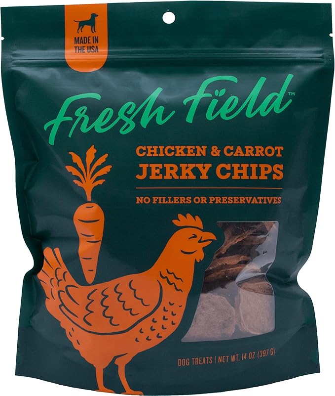 Fresh Field Chicken & Carrot Jerky Chips, 14 oz – All-Natural Dog Treats, USA Made, Supports Digestive & Immune Health