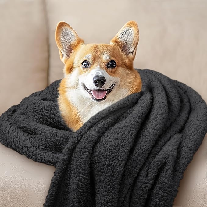 1 Pack 3 Calming Blankets Fluffy Premium Fleece Pet Blanket Soft Sherpa Throw for Dog Puppy Cat Black Small (23”x16'')