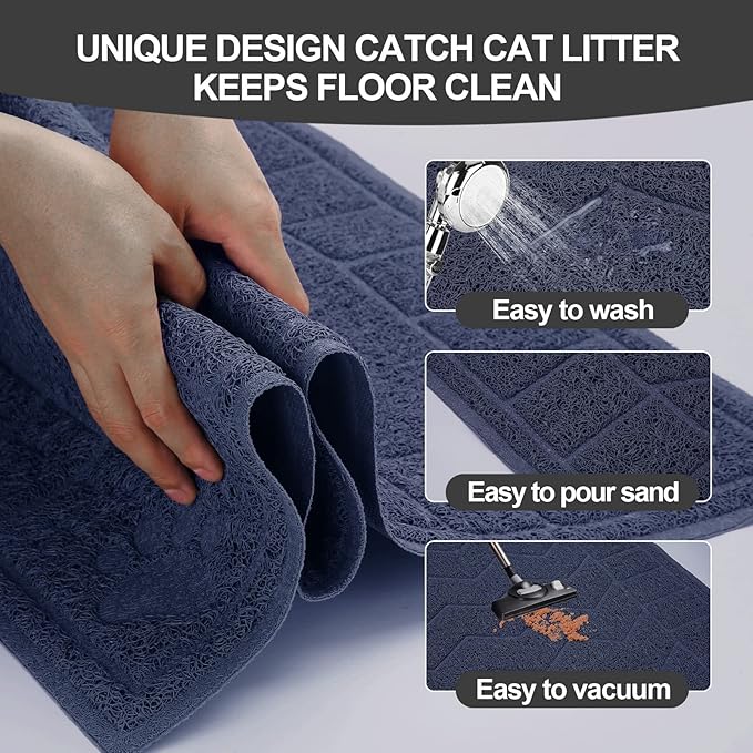 Cat Litter Mat, Litter Trapping Mat Soft on Kitty Paws, 47" x 35" Kitten Litter Box Mat for Cleaner Floors, Waterproof, Easy Clean, Durable XL Large Size Cat Litter Pad for Kitten.…