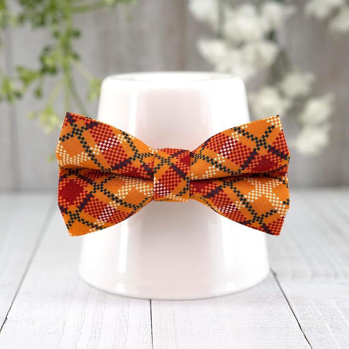 Ultra Joys Cat Collar with Bells - Breakaway for Cats, Kitten Collar - Boy & Girl Cat Collars - Orange Plaid Large