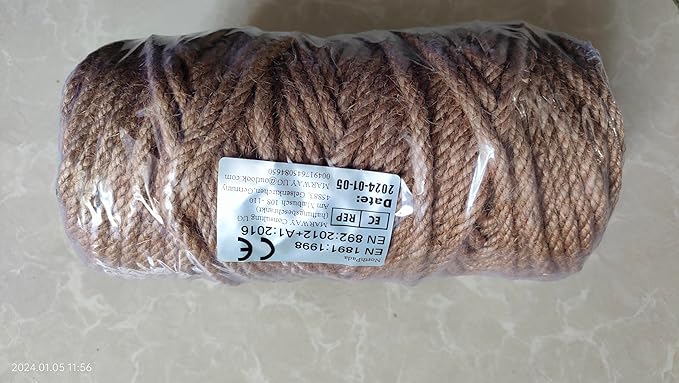 1/5 inch (5mm) x 328 ft (100Meter) Natural Sisal Hemp Rope Heavy Duty Thick Twine for Cat Scratcher Post Tree, Garden, Binding, Crafts Packing Material