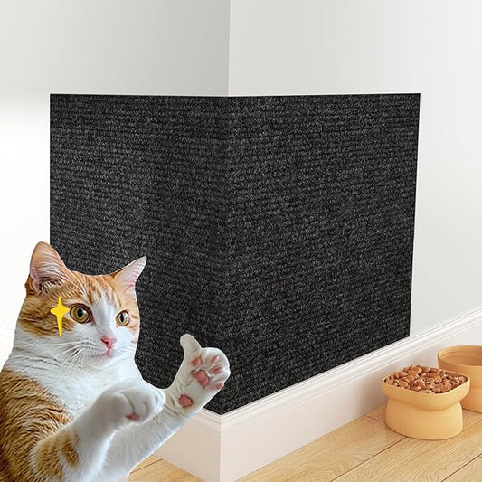 Decotalk Cat Wall Scratcher Black Wall Mounted Cat Scratcher Adhesive Peel and Stick Carpet Scratching Mat for Walls Corner 12"x78.7" Adhesive Black Cats Corner Scratchers for Indoor Cats Scratch Post