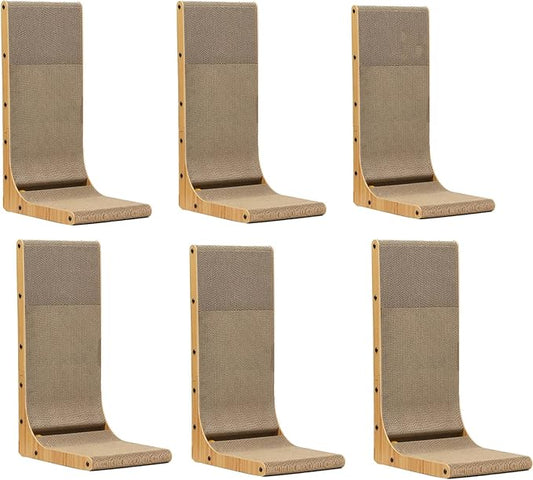 L Shape Cat Scratcher, 23.6 Inch Cat Scratchers for Indoor Cats, Protecting Furniture Cat Scratch Pad, Cardboard Cat Scratching with Ball Toy - 6Pack