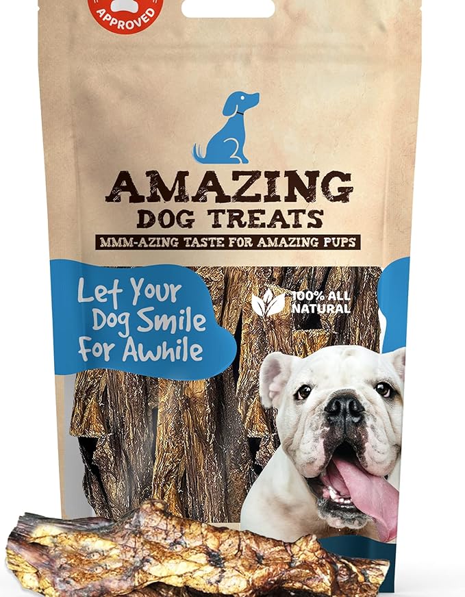 Amazing Dog Treats - Mega Thick Beef Lung Jerky Rewards | 100% Natural, High-Protein, Low-Fat, Grain-Free | (10 Pc/Pk)
