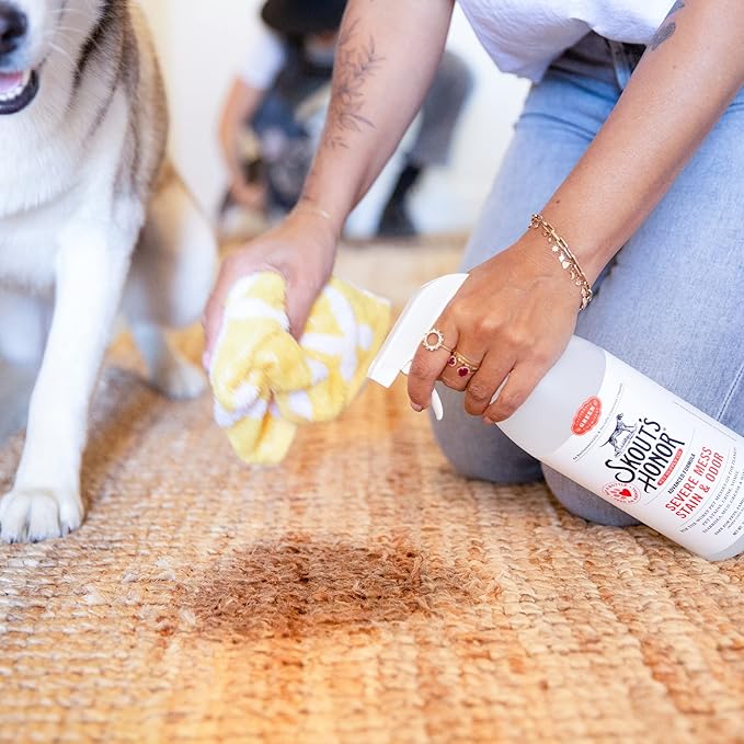 SKOUT'S HONOR Severe Mess, Stain and Odor Remover - Advanced Formula for Tackling the Worst Dog Messes, Eco-Friendly Formula for Carpets and Home, 35oz