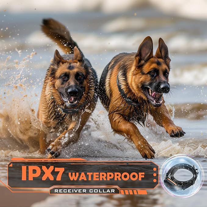 PATPET Dog Training Collar, 1.2 Mile Range 101 Training Levels Dog Shock Collar with Remote Control (15-150 lbs), Waterproof 100% Safe E Collar for Large Breed for 2 Dogs Black with Vivid Orange