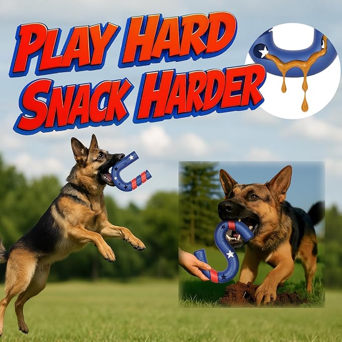 American Playtime Dog Chew Toy, Red 6" in 2 Pack Interactive Outdoors Toys for Aggressive Chewers for Treat-Filling Capabilities and Tug of War Dog Toy, Tough Toys for Medium,Large Dogs