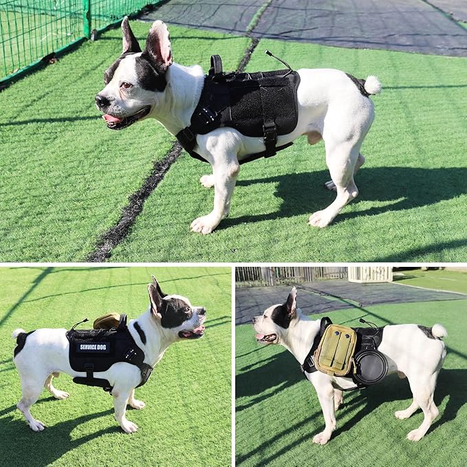 PETNANNY Tactical Service Dog Vest - No-Pull Emotional Support Harness with Hook & Loop Patches & Molle System for Training & Hunting (Black, Small)