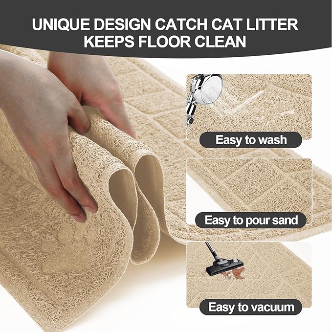 Cat Litter Mat, Litter Trapping Mat Soft on Kitty Paws, 35" x 24" Kitten Litter Box Mat for Cleaner Floors, Waterproof, Easy Clean, Durable Large Size Cat Litter Pad for Kitten.