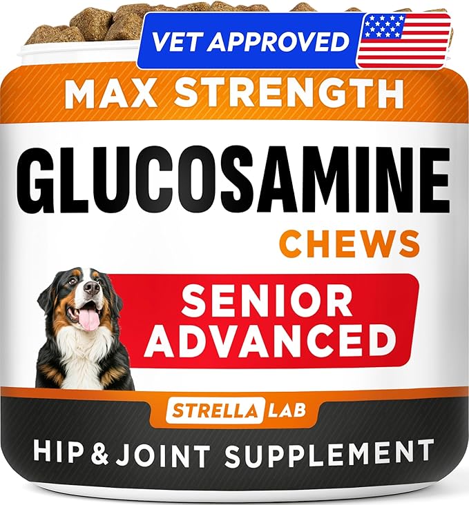 Senior Advanced Glucosamine Chondroitin Joint Supplement for Dogs - Hip & Joint Pain Relief Pills - Large & Small Breed - Hip Joint Chews Canine Joint Health - Chews Older Dogs - Chicken Flavor-120Ct