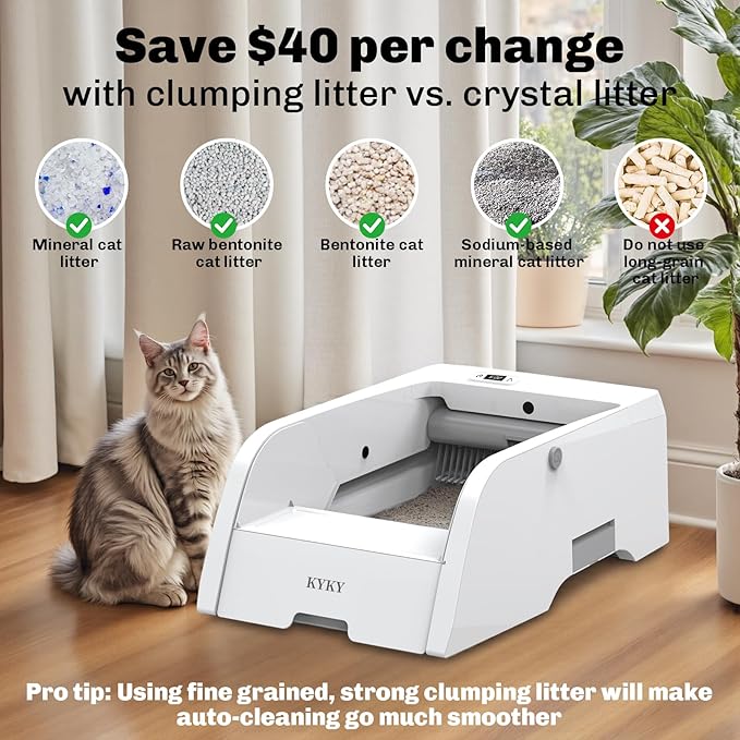 Self Cleaning Litter Box, Upgraded Automatic Cat Litter Box Self Cleaning with APP Control, Large Open Design for Single/Multiple Cats, Anti Pinch and Odorless