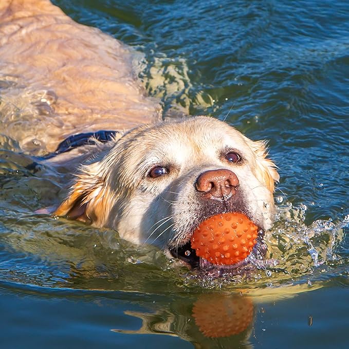 Apasiri Dog Balls for Aggressive Chewers, Dog Toys for Aggressive Chewers, Squeaky Balls for Dogs, Floatable Dog Toys for Aggressive Chewer Large Breed Peanut Butter 2 Pack