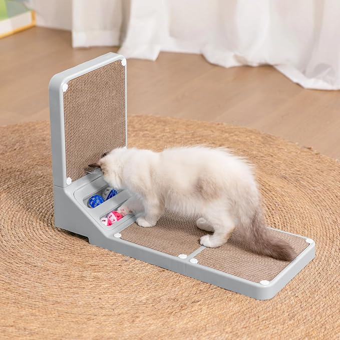Cat Scratching Post Cat Scratching Board Kitten Scratching Ball Wall Scratchers for Indoor Cats L Shaped Cats Scratcher with Scratcher Pads Grey