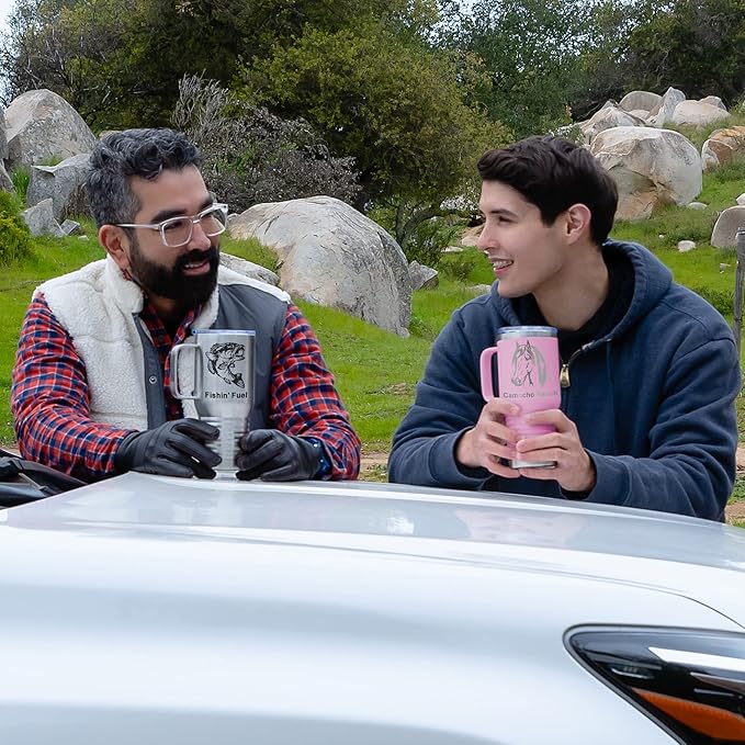 LaserGram 20oz Vacuum Insulated Travel Mug with Handle, Chihuahua Dog, Personalized Engraving Included (Light Purple)