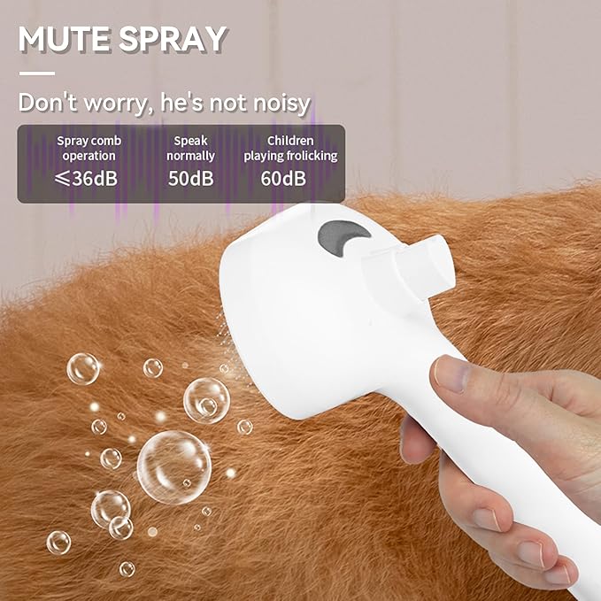Dog Steam Brush 3-in-1 Spray Bath Brush for Dog and Cat, Pet Hair Removal Comb for Long & Short Haired Pets, Self Cleaning Grooming Brush Can Help to Comb a Pet's Fur and Remove Fleas