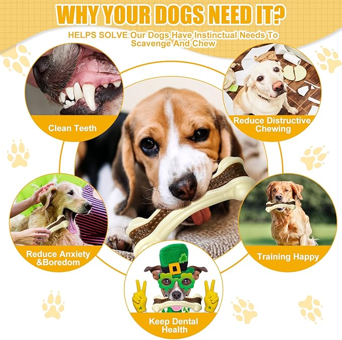 Sosation 3 Pack Chew Toys for Aggressive Chewers, Bone Toys Nylon Beef Flavor Dog Teething Toys for Large/Medium/Small Puppies Breeds(Large, Curved Bone)