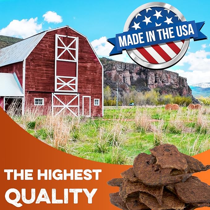 BRUTUS & BARNABY Bison Lung Fillets for Dogs – 100% USA-Sourced Single Ingredient Dog Treat – High Protein, Healthy, All-Natural Dog Chews – Grain-Free, No Additives, (8oz) – Made in The USA