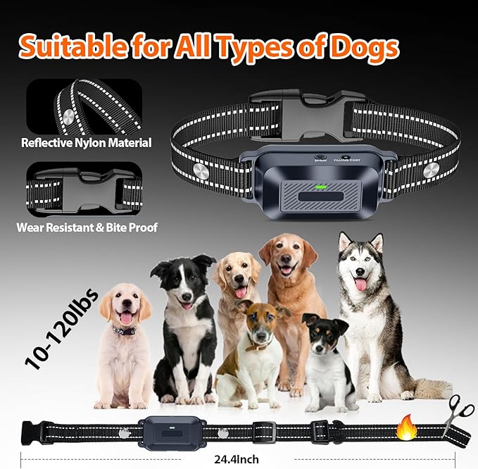 Citronella Dog Training Collar [2*Collar 1*Remote Control] 1000FT Citronella Dog Bark Collar with Remote 4 Training Modes Beep/Spray/Vibration 1-6 Levels for All Breeds