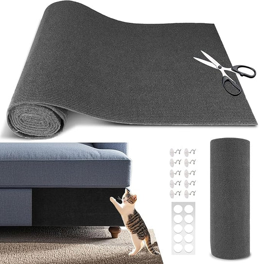 Cat Scratch Furniture Protector, 39.4"x15.8" Self Adhesive Cat Scratch Mat Pad,Cut to Fit DIY Replacement Carpet for Tree,Wall,Bed,Door, Couch Protector (Dark Grey)