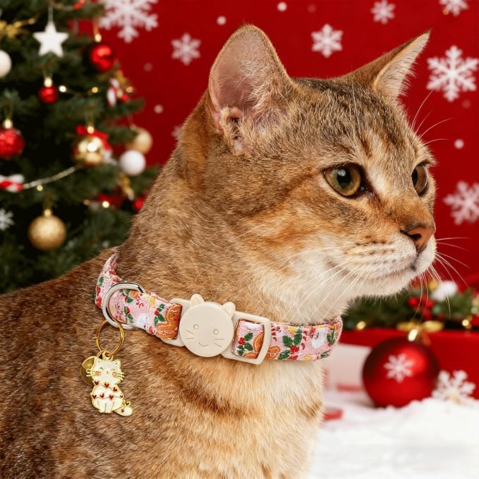 Elegant little tail 2 Pack Cat Collar- Christmas Cat Collars Breakaway with Bell Pendant Wedding Kitten Boy Girl Safety Adjustable 7-12 Inch Collar for Small Cats Puppy