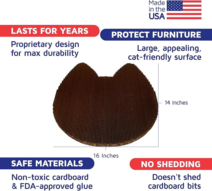 Cat Scratcher by Americat – Made in USA Cardboard Scratching Pad & Lounger – X Large, 2-Sided, Heavy, No-Shedding, Long-Lasting (Cat)