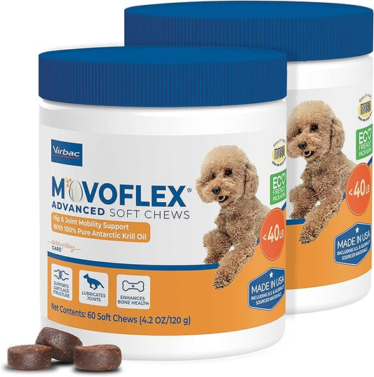 MOVOFLEX Advanced Soft Chews Hip and Joint Support Supplement for Small Dogs 120 Count by Virbac