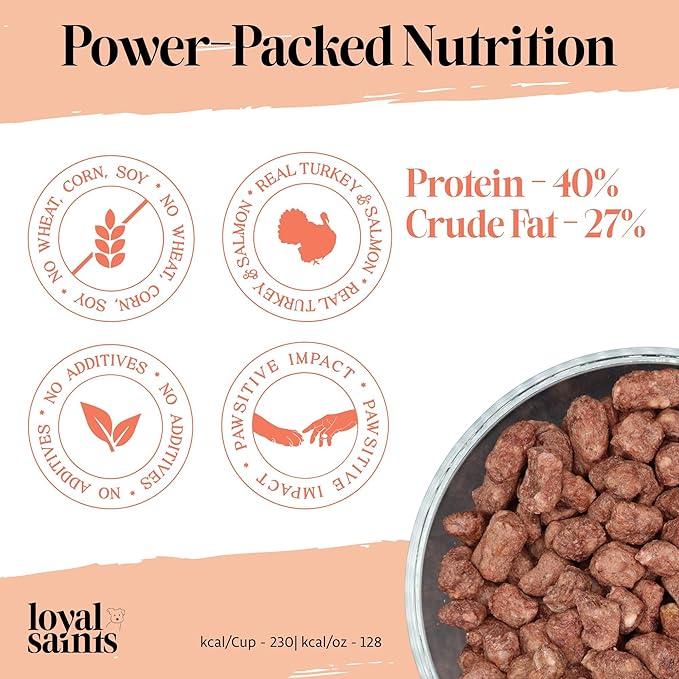 Freeze Dried Raw Dog Food - Premium Turkey and Salmon Flavor with High Protein and Grain Free Dog Food for All Breeds and Picky Eaters - Versatile as Meal Topper, Snack, and Treats, 5 Oz