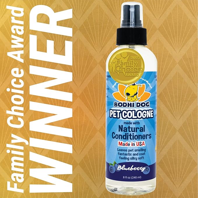 Bodhi Dog Premium Dog Cologne - Deodorizing Dog Perfume & Conditioner for Dogs & Cats - Natural Long Lasting Spray - Keeps Pets Fresh All Day - Gentle & Safe Formula, Made in USA (Blueberry 8 Fl Oz)