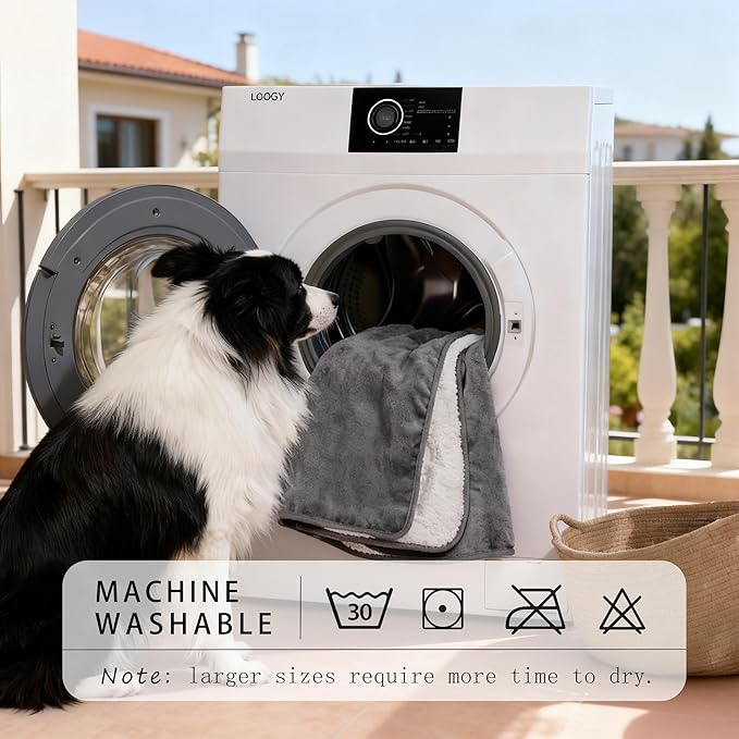 Smiry Waterproof Dog Bed Blanket, Leakproof Pet Throw Blanket for Bed Couch Sofa, Reversible Sherpa Fleece Furniture Protector Cover for Small Medium Large Dogs Cats (Grey, 32x40 inches)