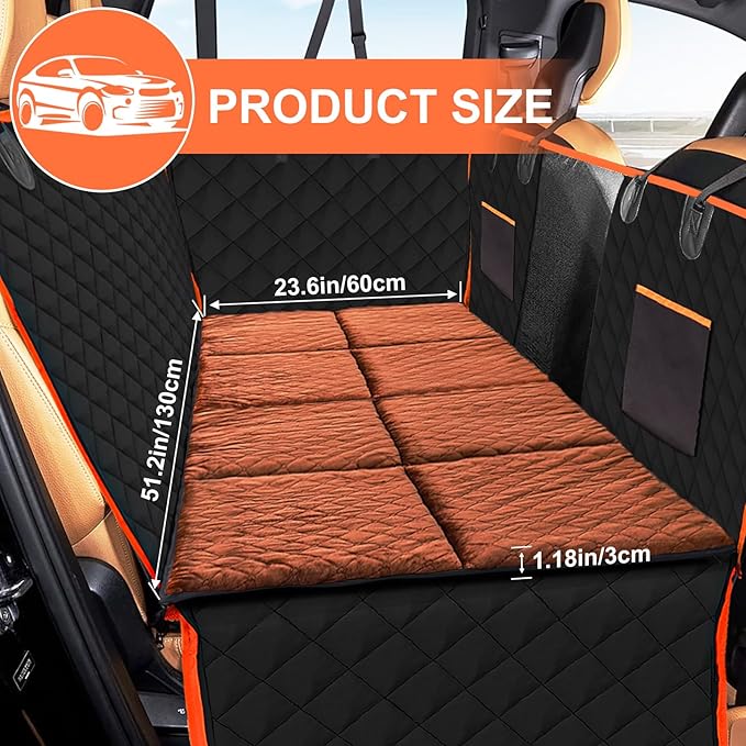 Car Backseat Dog Mat, Comfortable Non-Slip Cushion Suitable for Travel Dog Bed and Pet Home Sofa Blanket, Custom Mat for Car Backseat Extender and Seat Cover (Brown 51.2x23.6in)