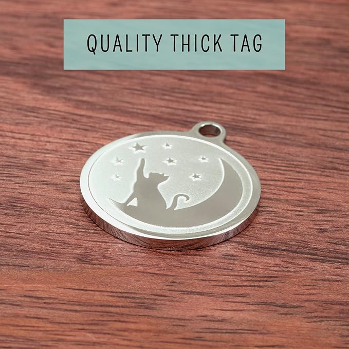 Ultra Joys Engraved Cat Name Tags Personalized - Stainless Steel Name Tag Pet Identification - Small Dog ID Tags Personalized for up to 4 Lines of Text - Pet ID Tags for Cat Collar - Reindeer