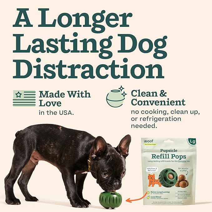 WOOF Pupsicle Refill Pops, Delicious Long Lasting Dog Treats, Pre-Made Pupsicle Refills for Dogs, Wholesome Ingredients, Low-Mess Chicken Pet Treats - Large Pops - 7 Count - 3 Pack